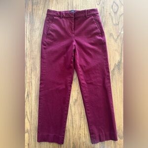 J. Crew Cropped Pants in Wine Red